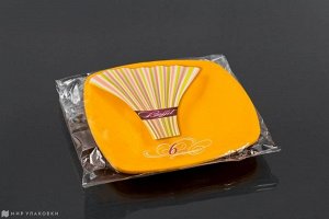 Тарелка квадратная десертная BUFFET желтая d-180 (6 шт.) 183897в