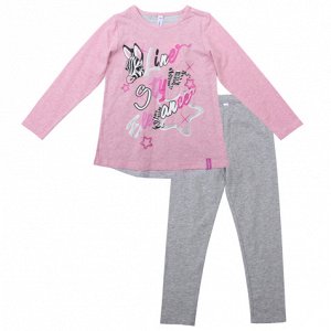 Комплект трикотажный для девочек: фуфайка (футболка с длинным рукавом), брюки (легинсы)