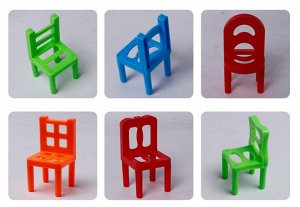 стульчики Каждый участник получает в свое распоряжение восемь стульев своего цвета,цель: собрать конструкцию повыше да покрепче.Игроки ходят по очереди. Тот, кто первым сможет присоединить свои стулья