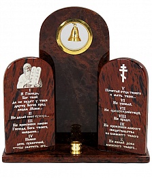 Икона Триптих из обсидиана с колокольчиком "10 заповедей" 120х45х120мм
