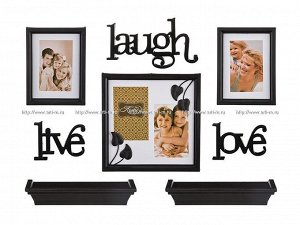 ПОДАРОЧНЫЙ ФОТОНАБОР ИЗ 8-ПР.ТЕМНЫЙ "life,laugh,love" 25*10, 16*21, 26*26 СМ. (КОР=6 НАБ.)