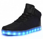 арт. 72.2 LED кроссовки, зарядка от USB. Материал кожа ПУ. Размер ЧЕРНЫЕ