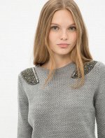 Neck Detailed Jumper Grey