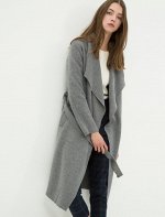 Scarf Neck Coat Grey