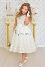 Платье нарядное для девочки арт. ИР-908, цвет ваниль/золото