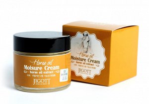 JIGOTT  HORSE OIL MOISTURE CREAM Увлажняющий крем с экстрактом лошадиного масла, 70мл.