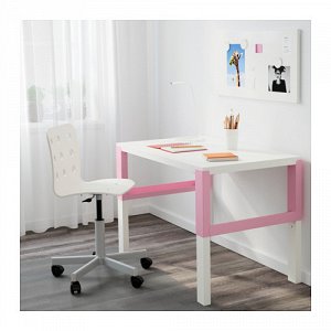 ПОЛЬ Письменный стол, белый, розовый