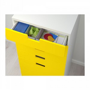СТУВА Комбинация для хранения с ящиками, белый, желтый