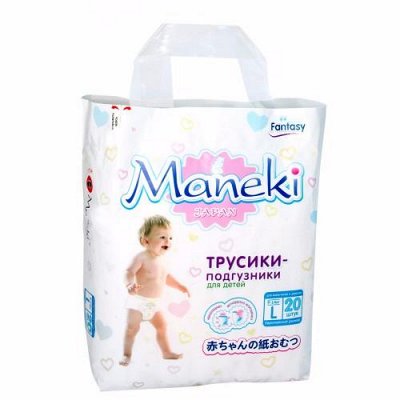 В3: Подгузники Maneki - 10. АКЦИЯ на подгузники S и XL 730р