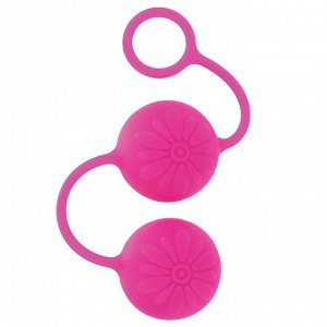 Яркие розовые силиконовые вагинальные шарики с цветками POSH
