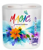бумажные полотенца, торговой марки ТМ “ MAGIC  ”, белые, на гильзе, двухслойные