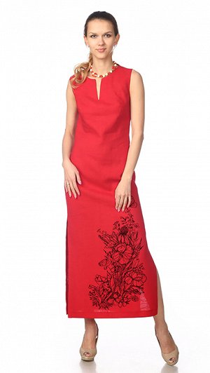 Красное платье из льна. Льняное красное длинное платье. Женское льняное платье красное.