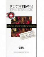 Шоколад&quot;BUCHERON&quot;72%(Миндаль,Клюква,Фисташки)картон 100г 1\10