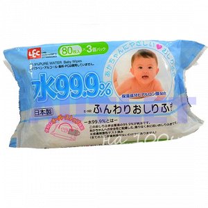 iPLUS Детские влажные салфетки 99,9% воды для рук и лица 80 шт, мягкая упаковка