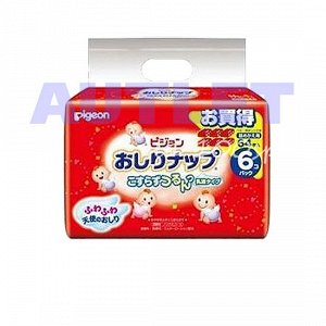 PIGEON Детские влажные гигиенические салфетки с косметическим молочком, запасной блок, 66 шт.