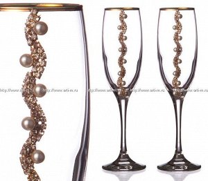 Набор бокалов для шампанского из 2 шт. с золотой каймой 170 мл.