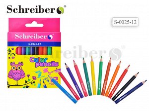 S 0025-12 Набор цветных карандашей, 12 цветов., пластик.корп., 9 см., картонная коробка