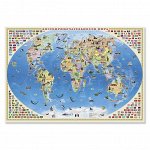 Карта Мира настенная. Достопримечательности мира. 101х69 см. ЛАМ ГЕОДОМ