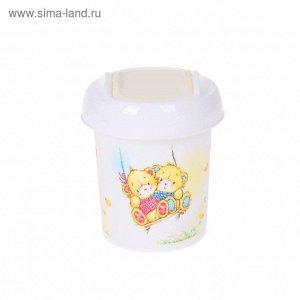 Детская мусорная корзина Bears круглая, 1 л, цвет слоновая кость