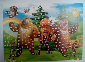 Кристальная мозаика "Медведи и охотник"