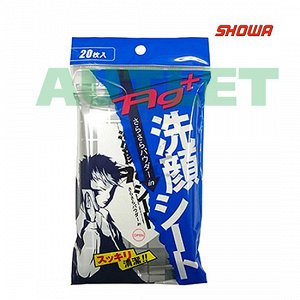 Showa Siko "Ag+" Освежающие влажные салфетки для лица и тела с ионами серебра с ароматом ментола, 20 шт