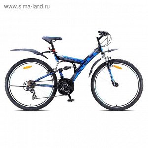 Велосипед 26" Stels Focus V 21-sp, 2016, цвет чёрный/серый/синий, размер 18"