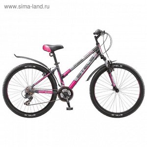 Велосипед 26" Stels Miss-6000 V, 2016, цвет черый/розовый/серебристый, размер 17"