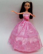 Платье розовое с цветком на груди