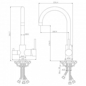 Смеситель Смеситель одноручный(35мм) для кухни с подключением к фильтру с питьевой водой,бежевый Z35-28-Beige