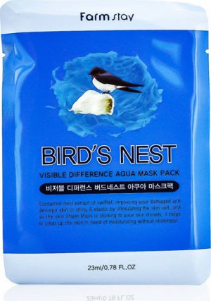 FARMSTAY Маска-салфетка с экстрактом ласточкиного гнезда VISIBLE DIFFERENCE MASK SHEET-BIRD