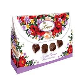 Шоколадные конфеты Артикул: Шоколадные конфеты с начинками Сумочка с цветами, 85гр