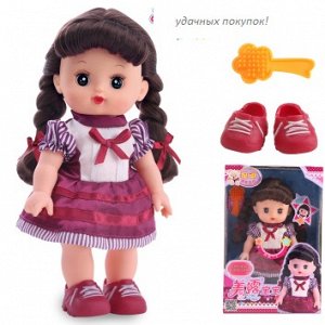 2286558 подарочный набор кукла 25 см в платье: поёт, говорит; цвет ФИОЛЕТОВЫЙ С БЕЛЫМ; материал винил; размер см: 30*20*11