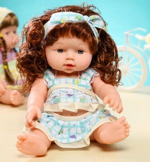 2286583 кукла с волосами с топе, юбке, косынке; цвет БЕЛЫЙ С ГОЛУБЫМ; материал винил; размер см: 30