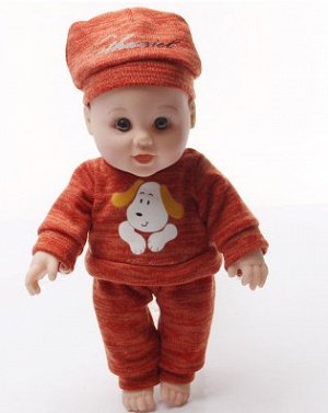 2286648 кукла мальчик в тёплом костюме с шапкой: плачет, смеётся, говорит; цвет КРАСНЫЙ; материал винил; размер см: 30