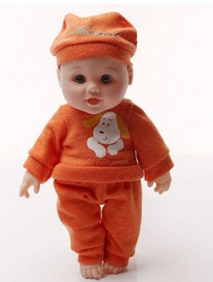 2286649 кукла мальчик в тёплом костюме с шапкой: плачет, смеётся, говорит; цвет ОРАНЖЕВЫЙ; материал винил; размер см: 30