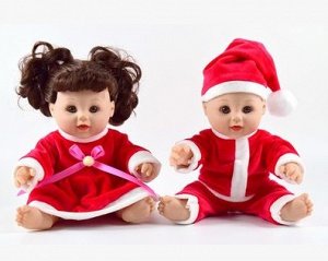 2286652 2 куклы рождественнская пара: плачет, смеётся, говорит; цвет КРАСНЫЙ С БЕЛЫМ; материал винил; размер см: 30