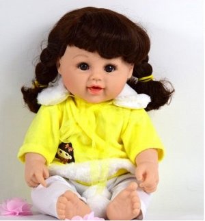 2286661 кукла в кофте с бубонами и штанишках; цвет ЖЁЛТЫЙ; материал винил; размер см: 48*34