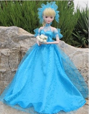 2286688 платье в пол на куклу 60СМ; цвет СИНИЙ; материал кружева полиэстер; размер см: 60
