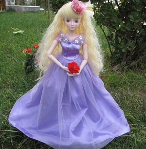 2286695 платье в пол на куклу 60СМ; цвет ФИОЛЕТОВЫЙ; материал кружева полиэстер; размер см: 60