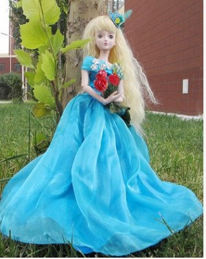 2286696 платье в пол золушка на куклу 60СМ; цвет ГОЛУБОЙ; материал кружева полиэстер; размер см: 60