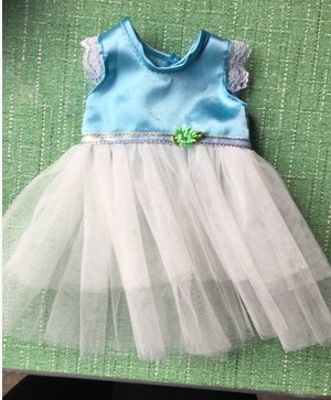 2286701 одежда на куклу платье; цвет ГОЛУБОЙ; материал полиэстер; размер см: 30-50