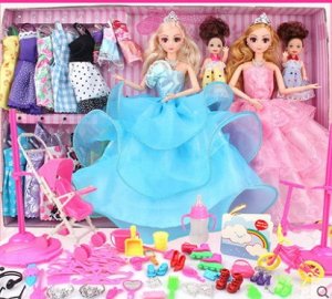 2286746 подарочный кукольный набор СВАДЬБА (N): гардероб, аксессуары, детские игрушки; цвет РОЗОВЫЙ ГОЛУБОЙ; материал винил; размер см: 48*6*33