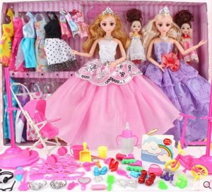 2286750 подарочный кукольный набор (К): гардероб, аксессуары, детские игрушки; цвет РОЗОВЫЙ ФИОЛЕТОВЫЙ; материал винил; размер см: 48*6*33