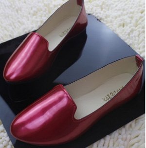 Туфли лакированные на плоской подошве; цвет БУРГУНДИЯ; материал PU; размер: 35