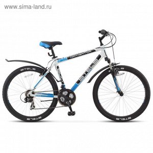 Велосипед 26" Stels Navigator-600 V, 2016, цвет белый/чёрный/синий, размер 19"