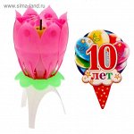 Свеча цветок музыкальная с картонной вкладкой &quot;10 лет &quot;12.5 х 5 х 5 см 1592197