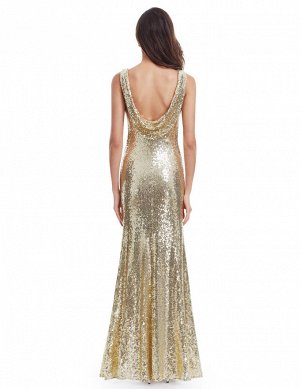 Золотое вечернее платье в пол