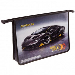 Папка для тетрадей 2 отделения, А4, "Авто. Supercar", пластик, на молнии