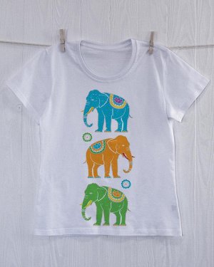 Женская футболка белая с принтом Три слона