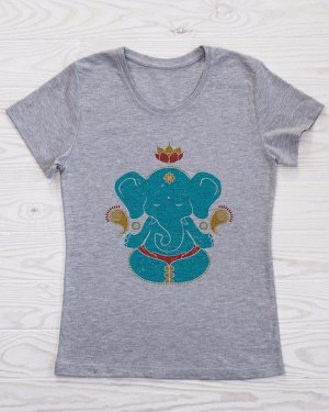 Женская футболка серая с принтом Медитация